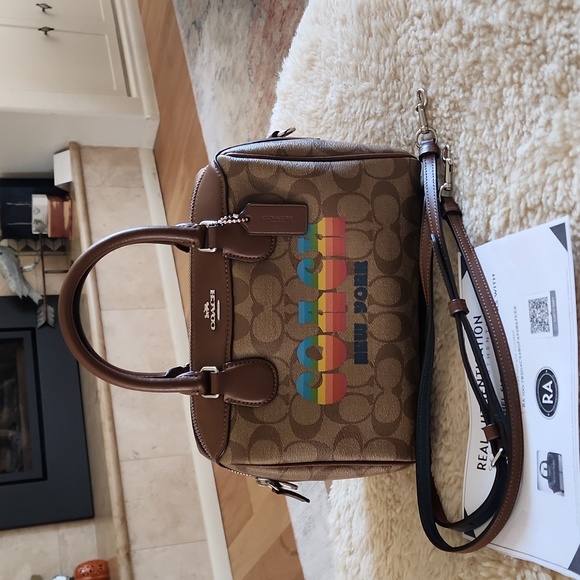 Coach Rowan Signature Rainbow Logo Satchel/Crossbody π - Picture 2 of 16